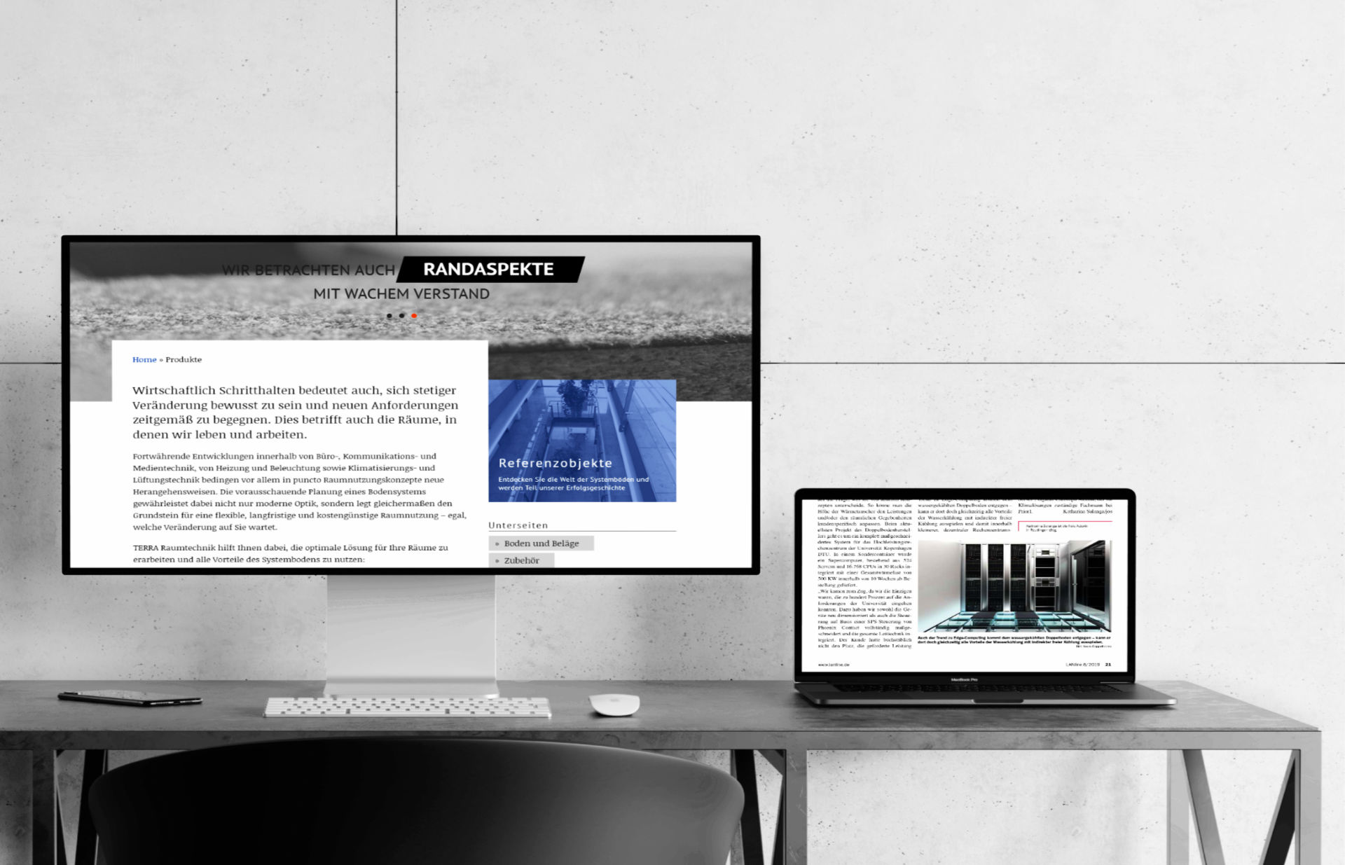 Webkommunikation für Terra Raumtechnik – Weißversion